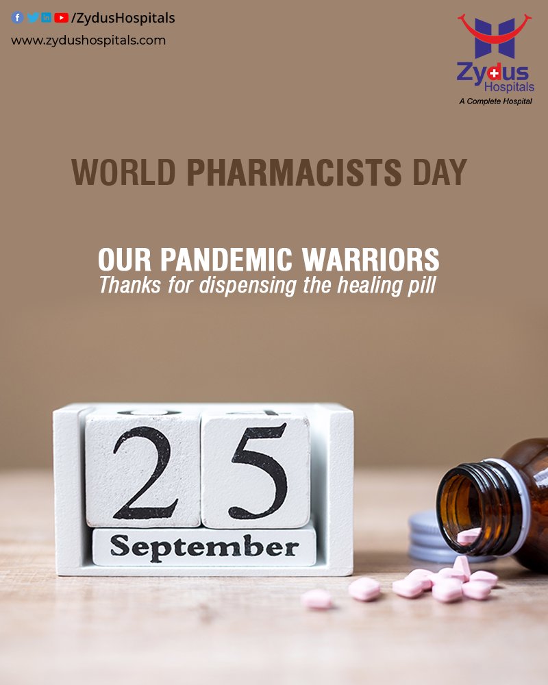 Cannot imagine patients without doctors and medicines without a pharmacist.Thank you for providing us safeand efficient medicines.Pharmacists are the real pandemic warriors.

#WorldPharmacistsDay #PandemicWarriors #ZydusHospitals #BestHospitalinIndia #Ahmedabad #SmileofGoodHealth https://t.co/y1MUu60sl2