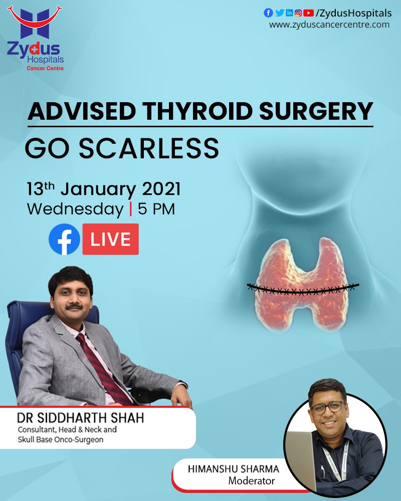 Traditional thyroidectomy tends to leave a visible scar in the middle of the neck. But, advanced thyroid surgery at Zydus Hospitals provides a scar-less alternative to this procedure.

#ThyroidSurgery #GoScarless #Thyroidectomy #ZydusHospitals #BestHospitalinAhmedabad #Ahmedabad https://t.co/IsEu03jCqb