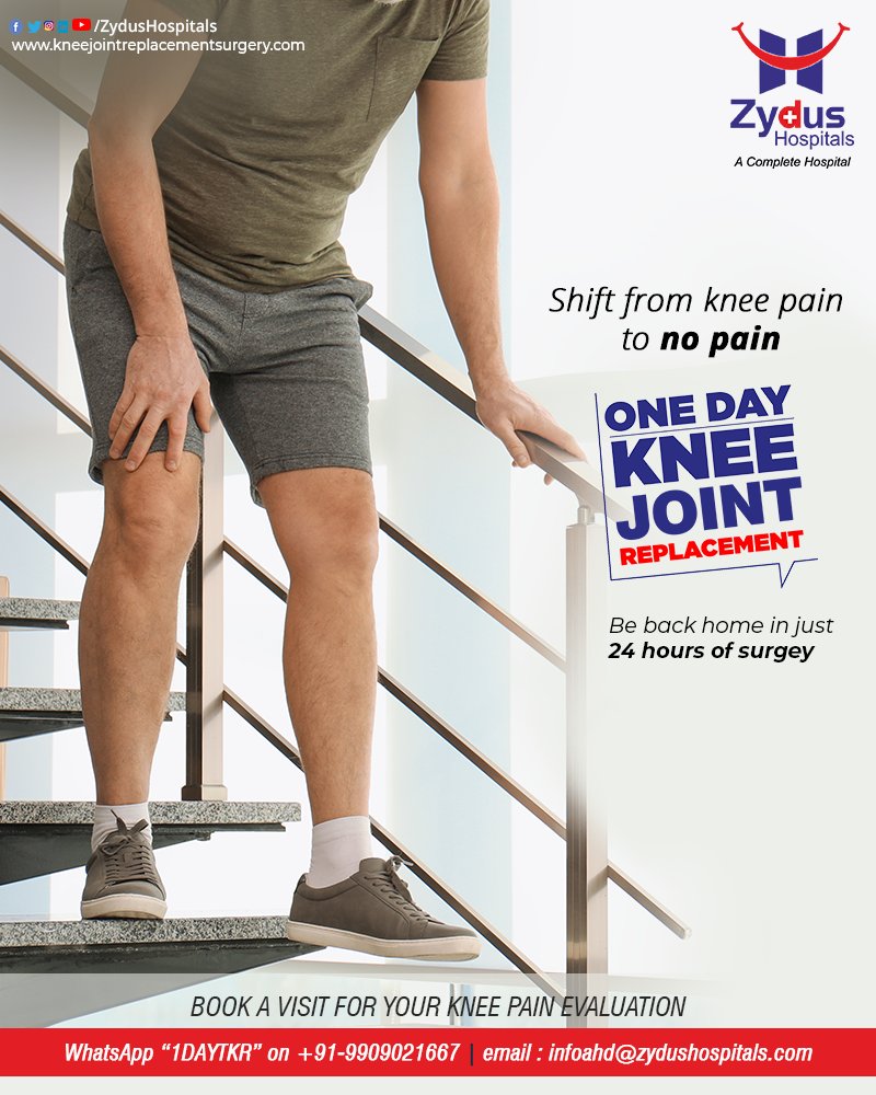 Control Shift and Delete Knee Pain with One Day Joint Replacement Surgery allowing rapid-recovery & ease of returning home on the same day. 

#ZydusHospitals #Healthcare #Bones #Orthopedics #JointReplacement #KneeSurgery #KneePain #OneDayTKR #Ahmedabad https://t.co/ybcHMwdQhL