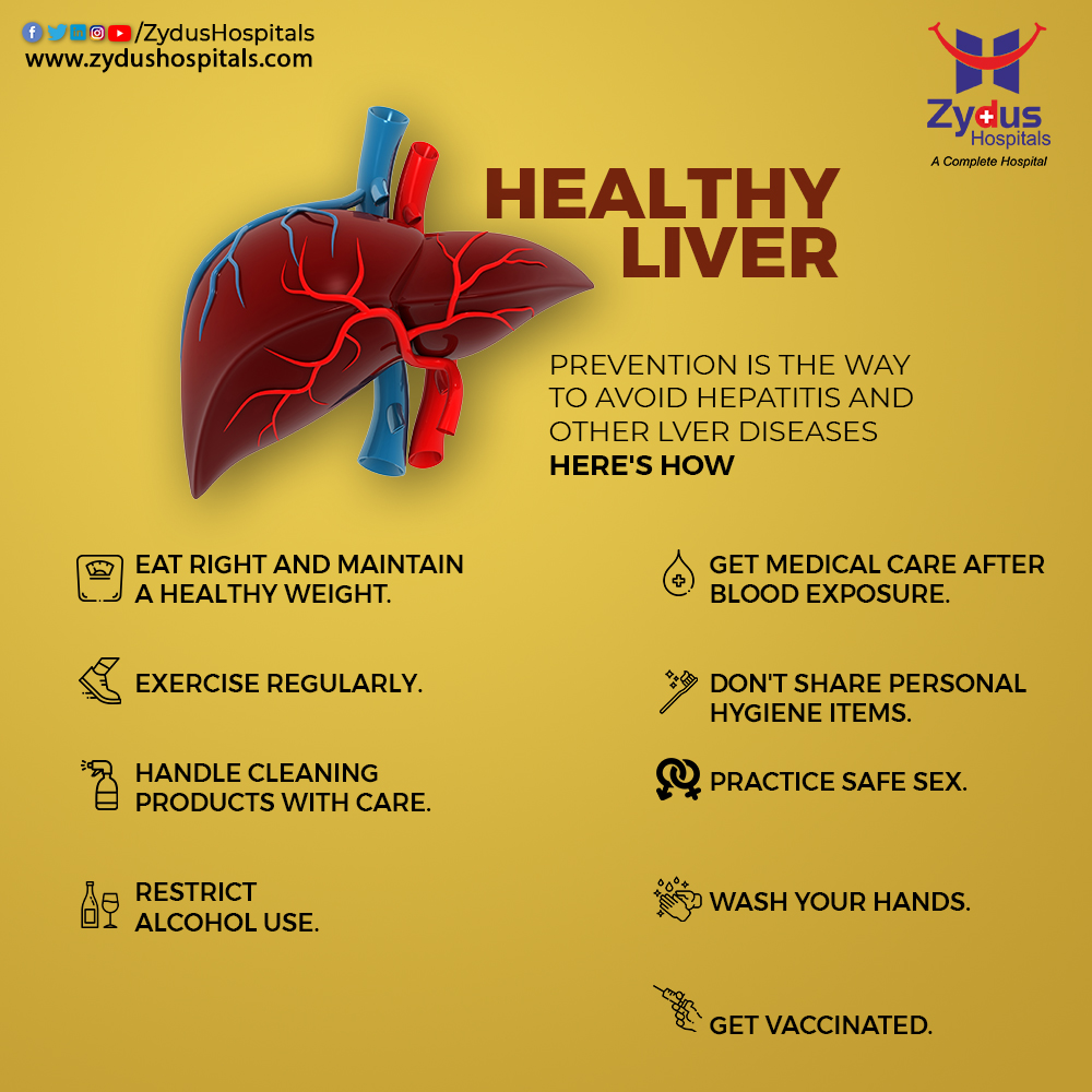 Liver can be a host to many critical disorders if not taken care of including Hepatitis, Liver Cancer, Hemochromatosis etc. One should ensure to keep their liver healthy by following these practices to secure a healthy & better future.

#Liver #LiverDiseases #ZydusHospitals https://t.co/i8vtgZejpn