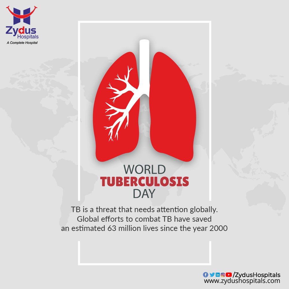 It's time to speak up, to end the stigma and to test and treat latent TB infection. On this World Tuberculosis Day, let us spread awareness that TB is preventable and curable and taking precautions will take you a long way.

#WorldTuberculosisDay #TB #EndTB #ZydusHospitals https://t.co/zrYAr6Fc5N