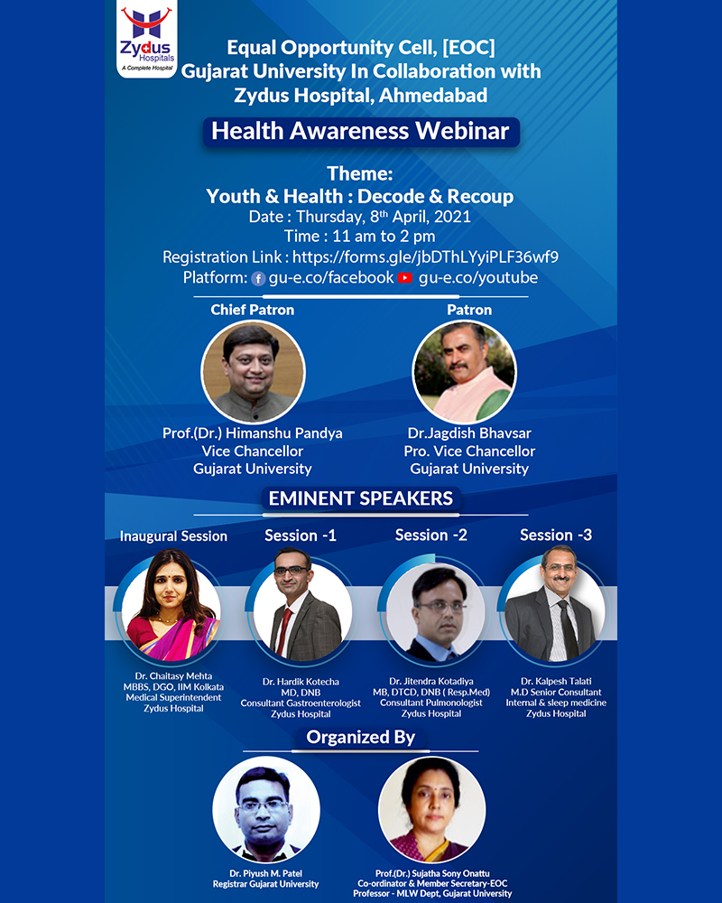 Health goals can be better achieved if the youth of our nation is equipped with proper knowledge about healthy habits &practices.On this World Health Day, we are here with a Health Awareness Webinar that focuses on “Youth & Health: Decode & Recoup”
#ZydusHospitals #WorldHealthDay https://t.co/Ygu23vCFL4