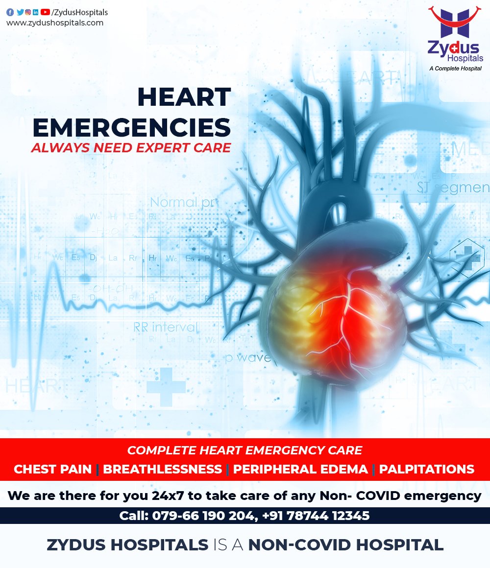 Zydus Hospitals is here with complete care for your Heart, whether is is chest pain, breathlessness, peripheral edema or palpations, we know what your heart needs.

For Expert Care of your Heart, Call: 079-66190 204, +91 78744 12345

#ZydusHospitals #Heart #HeartDisease https://t.co/D92eYEauEa