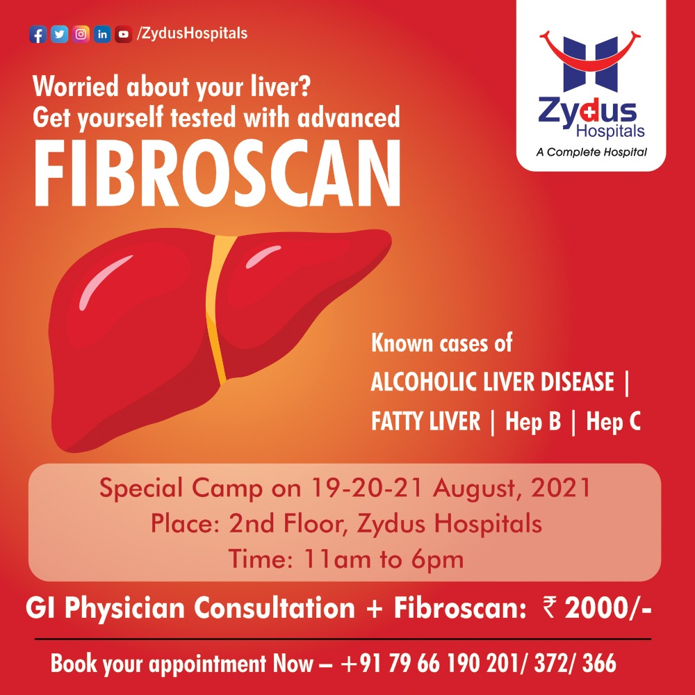 For some patients, Fibroscan can replace liver biopsy plus there is no pain, and sedation is not required. 
Zydus Hospitals is organizing a Special FibroScan Camp where you can get tested for Alcoholic Liver Disease, Fatty Liver or Hepatitis. 
#Fibroscan #Fibrosis #ZydusHospitals https://t.co/QfeKJ0Jspj