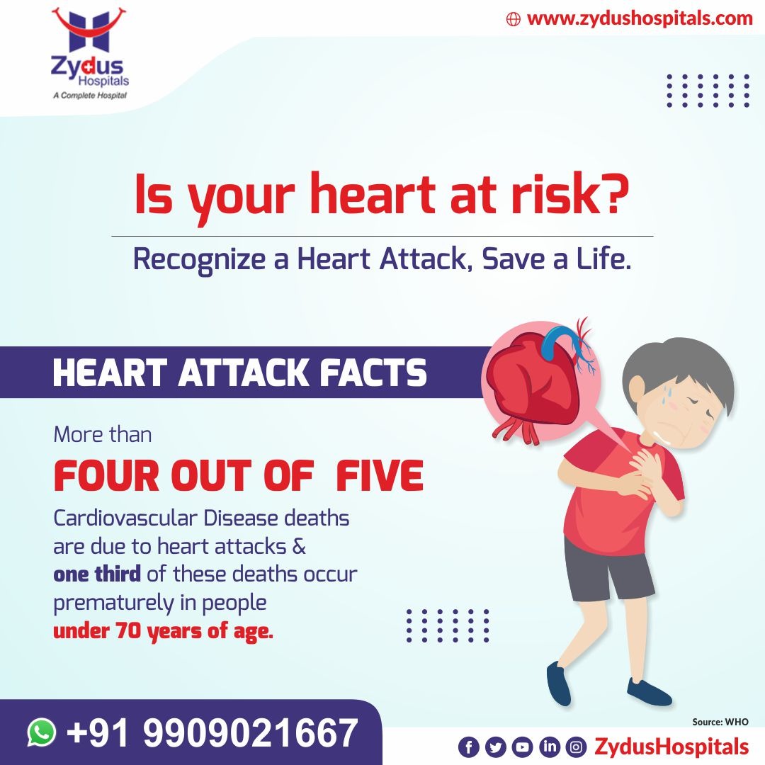 A heart attack occurs when blood flow to the heart is blocked. The blockage is most often a fat or cholesterol buildup, which form a plaque in the arteries that supply blood to the heart.

#ZydusHospitals #HealthCare #ZydusCare #Ahmedabad #Hospital #Heart #HeartBeat #HeartAttack https://t.co/Y9ech8e3ov