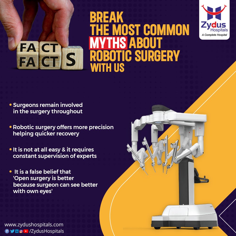 Myths can be misleading!
In the age of medical advancement, you should not keep your understanding restricted to mere myths. 

Read more: https://t.co/ljkZayU25q

#ZydusRobotics #RoboticSurgery #RoboticTechnology  #ZydusHospitals #BestHospitalinAhmedabad https://t.co/TxYPxNtqlj