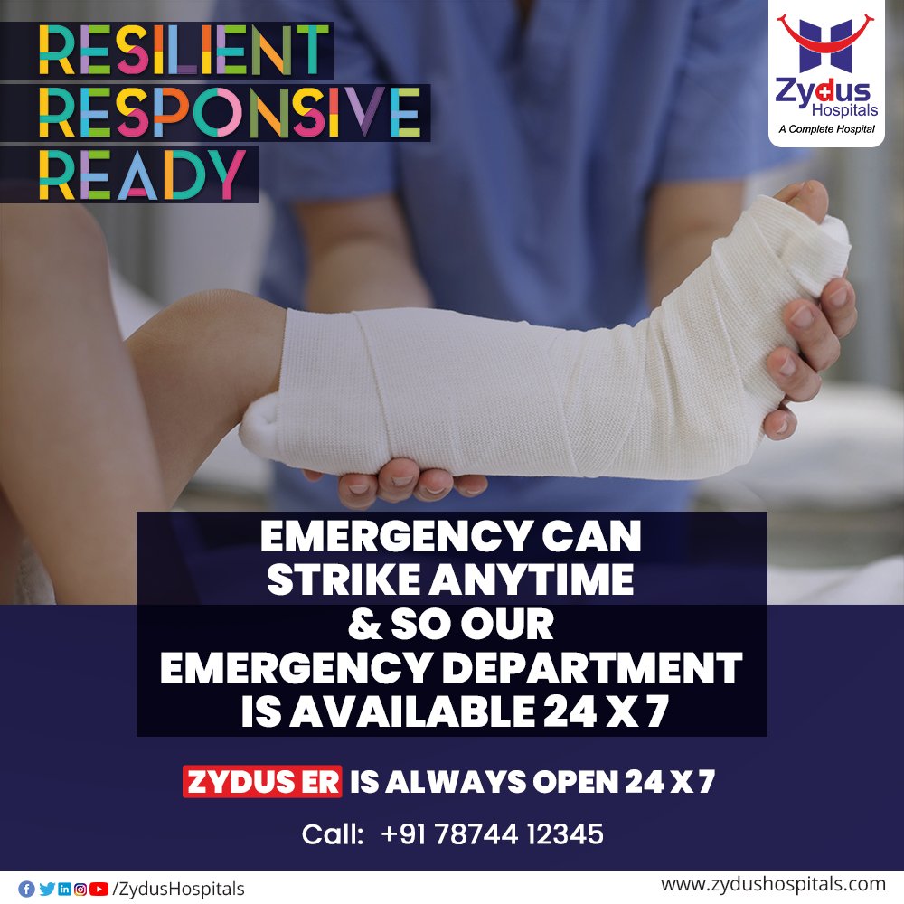 Being resilient, responsive and ready, Zydus Hospitals continues to offer the emergency medical services 24 x 7.

In case of any medical crisis, feel free to get in touch with Zydus ER.
Call on: +91 78744 12345

#ER #EmergencyService #ZydusER #WeAreOpen #EmergencyMedicalServices https://t.co/HRwwHzVA5r