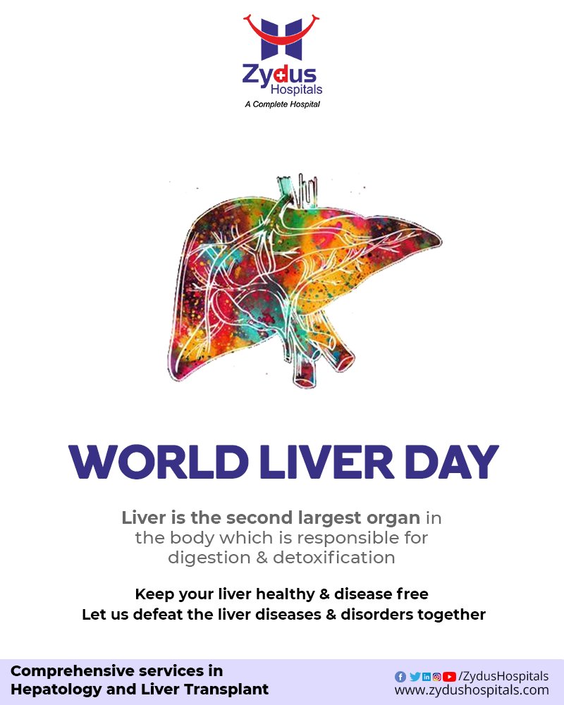 On this World Liver Day, let us understand our Liver's functionality and leave no effort untaken in keeping the Liver healthy.

#WorldLiverDay #WorldLiverDay2022   #Liver #LiverCare #LiverCirrhosis #LiverDamage  #LiverDiseases #FattyLiver  #ZydusHospitals #BestHospital #Ahmedabad https://t.co/GkgEsWAGqp