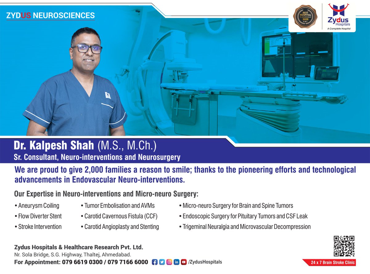 While leaving a legacy of innovation and excellence, Zydus Neurosciences is regarded as one of the most comprehensive #neurology and #neurosurgery centers in India.

#BrainHealth #NeuroExperts #NeuroSurgery #ZydusHospitals https://t.co/esKtHzHrar