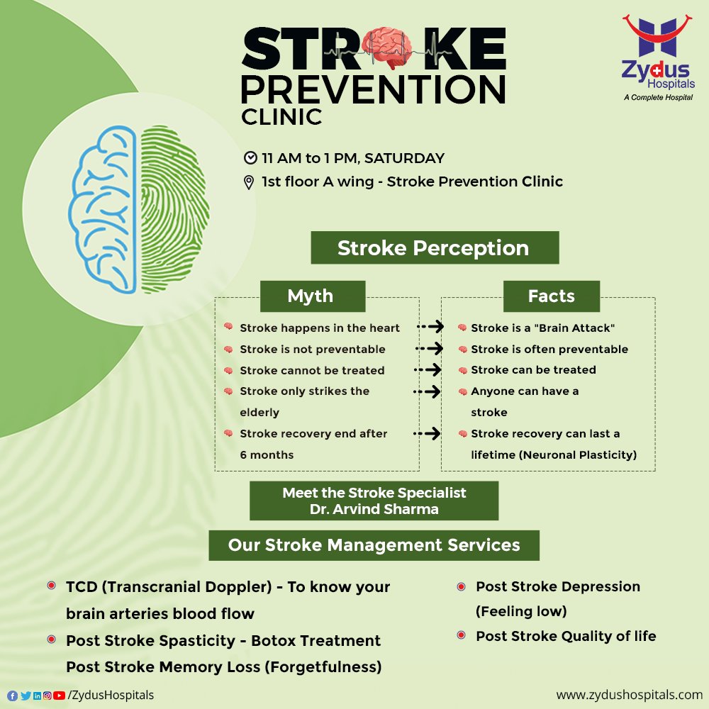 Fear will never help but replacing the futile myths with proven facts definitely will! Meet the stroke specialist Dr. Arvind Sharma at #ZydusHospitals; learn in-depth about the stroke management.

Get yourself registered: https://t.co/GGTobzGcnP

#StrokeCare #StrokeManagement https://t.co/a1i4PbwMkC