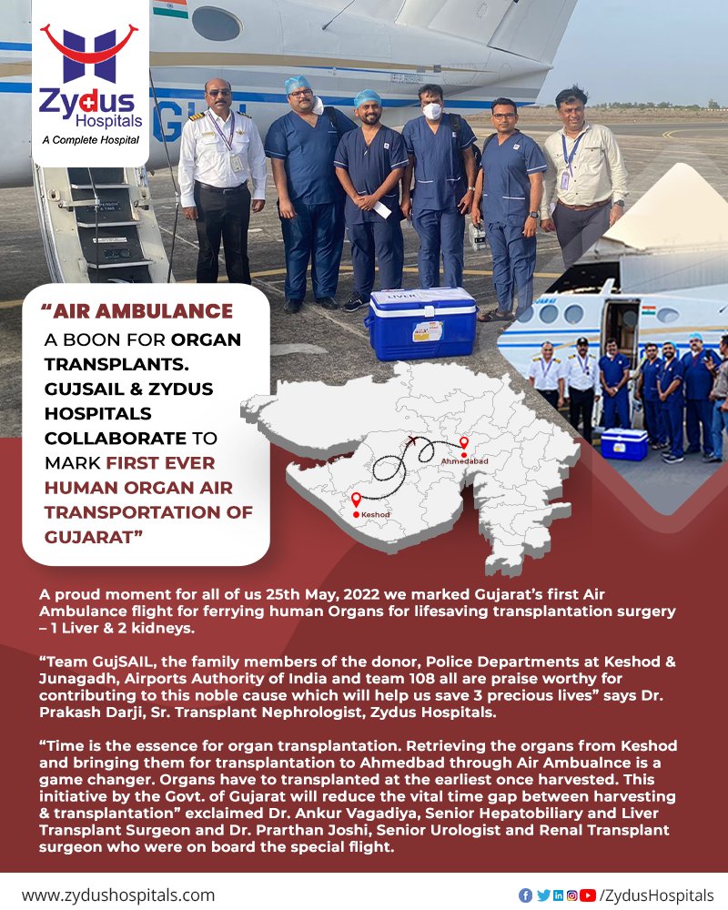 For us at Zydus Hospitals, patient centric approach has always been in the air. When it is about organ donation every second counts and so Air Ambulance has been a miraculous boon for organ transportation.
#AirAmbulance #AirAmbulanceForOrganDonation #OrganDonation #ZydusHospitals https://t.co/08uOo6dHFO