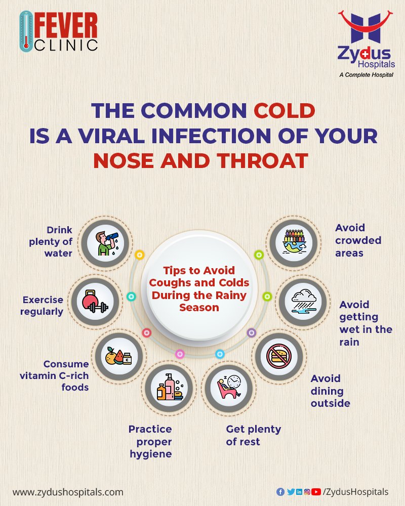 Common is a viral infection of nose and throat (upper respiratory tract) that is contagious and communicable. 
More than 200 different viruses can cause cold but each attack is different and its effects vary.
#ColdCough #CommonCold #PreventiveMeasures #ZydusHospitals https://t.co/R4rs2VCduJ