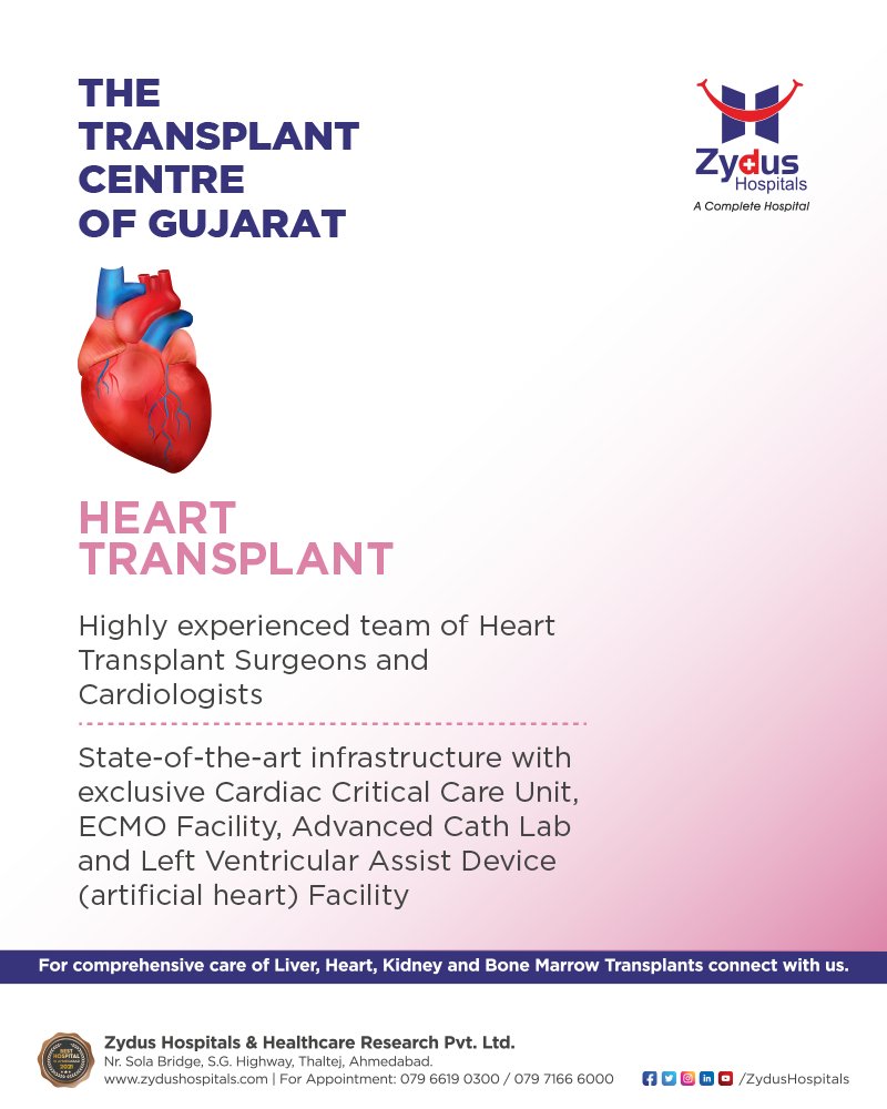 A dedicated Cardiac Care Unit equipped with ECMO as well as LVAD facilities- #ZydusHospitals has got your Heart care covered.

For an appointment, dial: 079 6619 0300 / 079 71666000

#HeartTransplant #CardiacSurgery #HeartTransplantation #CardiacDevelopment #Success #Milestone https://t.co/uldTSyLCBE