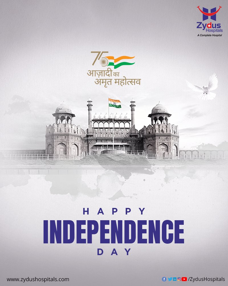 This Independence Day is ‘Azadi ka Amrit Mahotsav’.

We, at Zydus Hospitals, wish you the Amrit of Health, with Independence from illnesses.

Jai Hind!

#IndependenceDay #HappyIndependenceDay #HarGharTiranga #AzadiKaAmritMahotsav #75thIndependenceDay #India #ZydusHospitals https://t.co/GQVcFiJisl