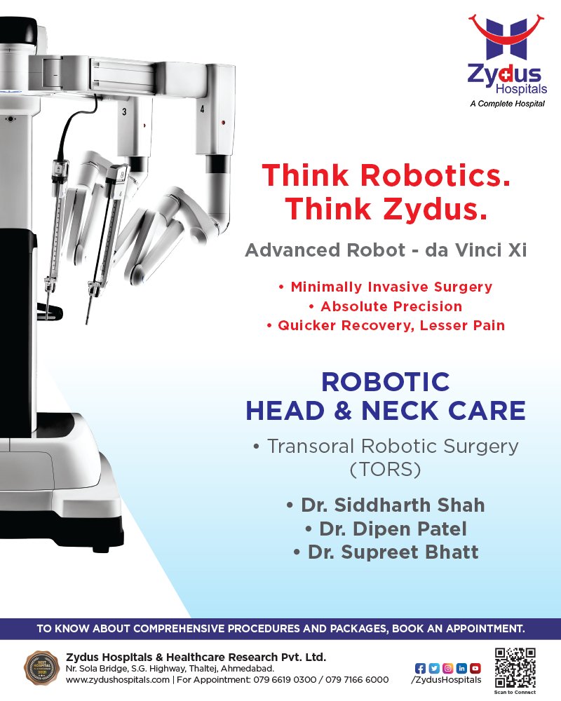 Head and Neck Care, made Minimally Invasive for tonsil and base tongue early cancers - put your faith in our experts, with advanced technology (da Vinci Xi Robot) for the Transoral Robotic Surgery (TORS)    
To consult with us, call: 079 6619 0300 / 079 7166 6000

#ZydusHospitals https://t.co/YcVAqpLDmP