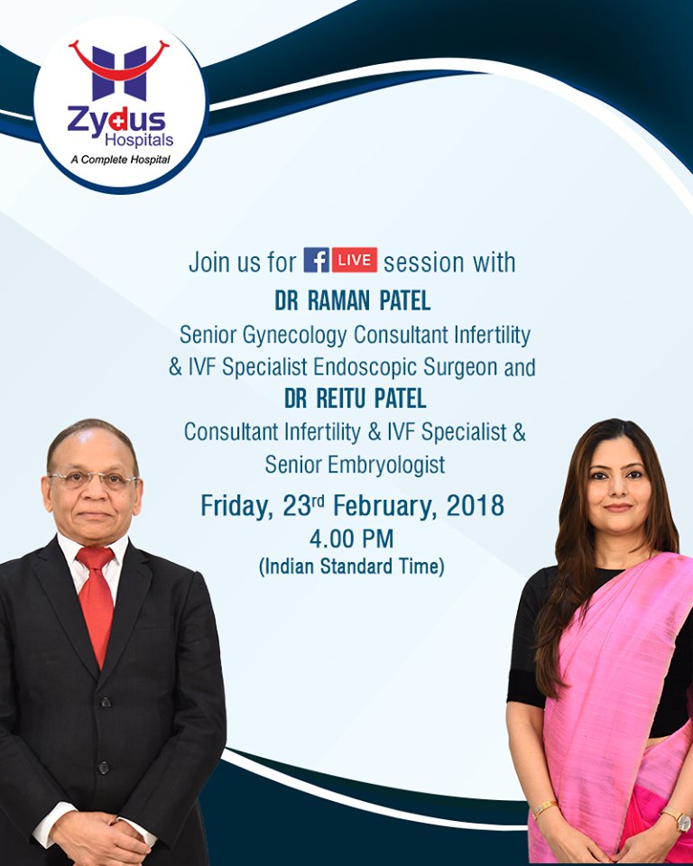 Join us for a FB live session to clear your doubts on Infertility! 
#FBLive #FacebookLive #ZydusHospitals #Ahmedabad https://t.co/P1QZ8GiqNm