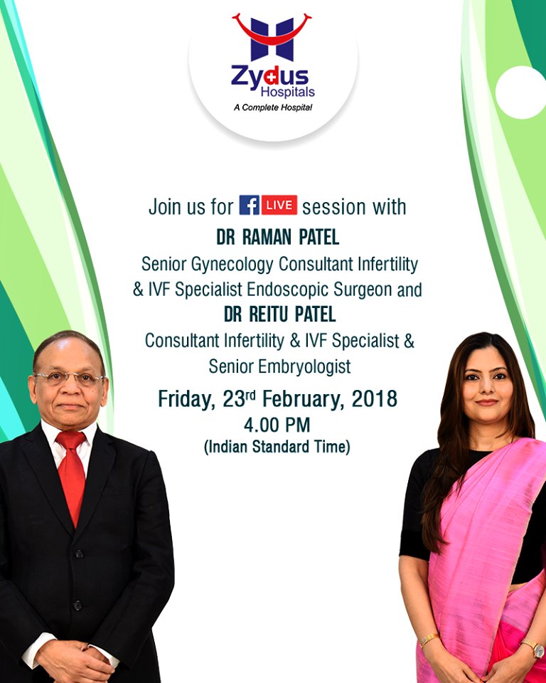 Join us for a FB live session to clear your doubts on #Infertility!
#FBLive #FacebookLive #ZydusHospitals #Ahmedabad https://t.co/kib8xmurZT
