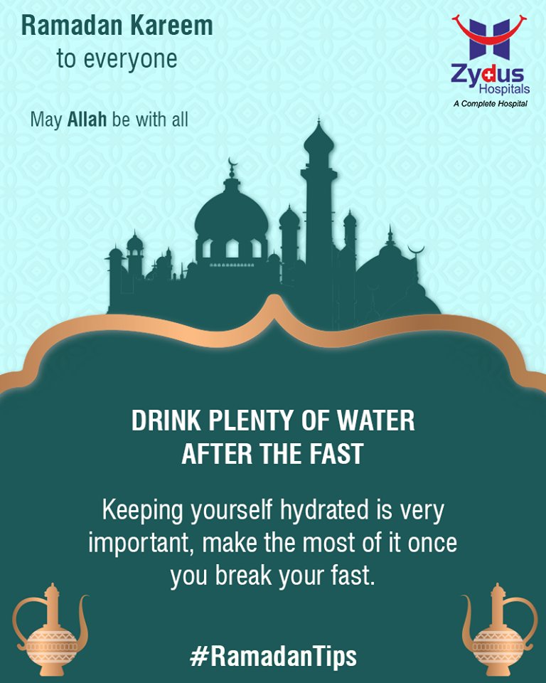 #RamadanTips to keep you healthy during this holy month!
#RamazanMubarak #ZydusHospitals #StayHealthy #Ahmedabad #GoodHealth https://t.co/y4NFSly6Oa